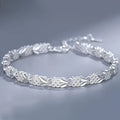 Exquisite Elegant Silvery Clover Bracelet, Women'S Sparkling Accessory
