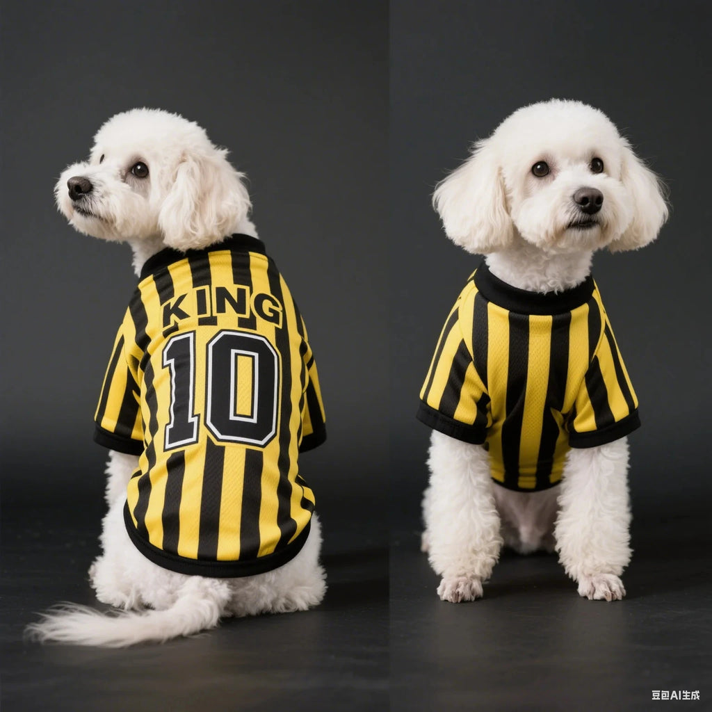 Dog Shirt Breathable Pet Sports Uniform Striped King 10