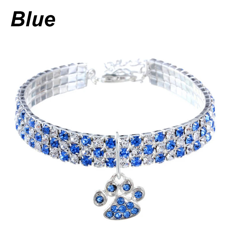 Pet Collar with Diamonds Adjustable Crystal Diamond Elastic Bone Pendant  Cats Dogs  Collier Collar