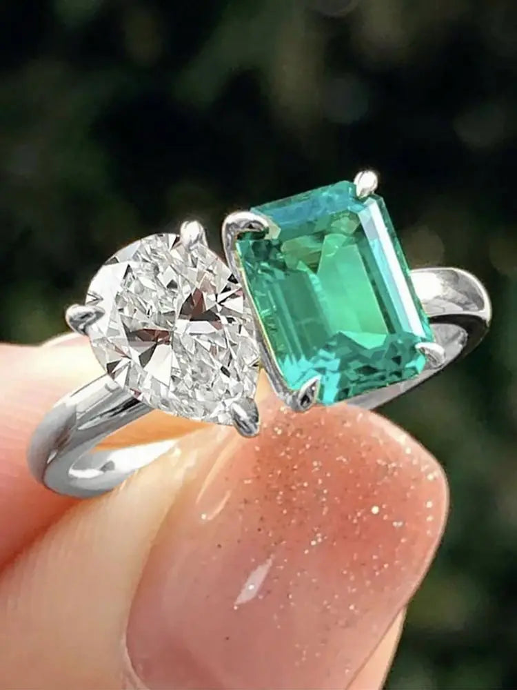 Beautiful 925 Sterling Silver Simple Classic Marquise Zircon Ring For Women