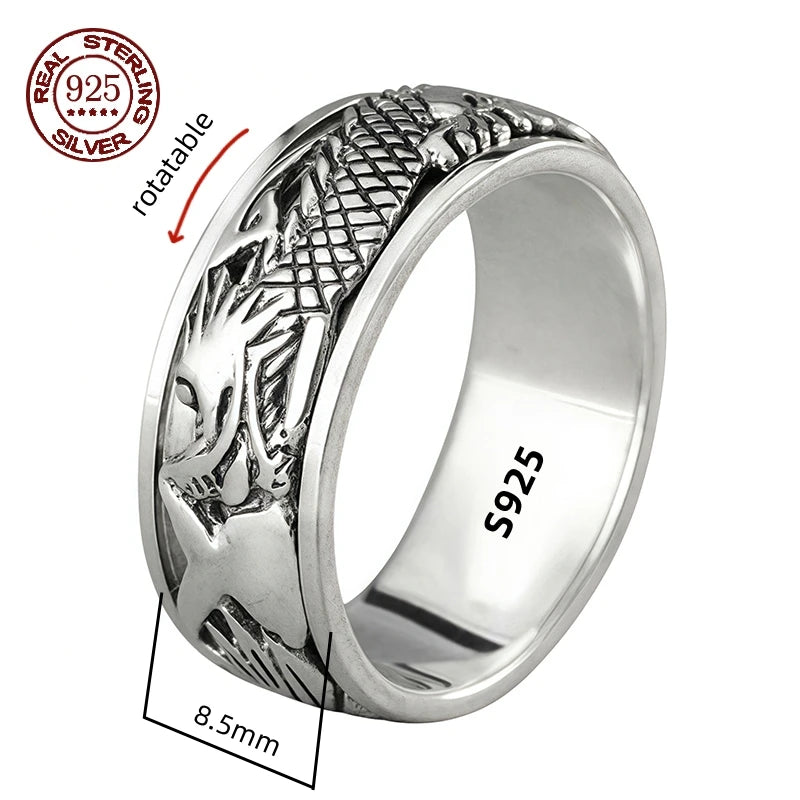 Simplicity Vintage S925 Sterling Silver Viking Rings for Men and Women