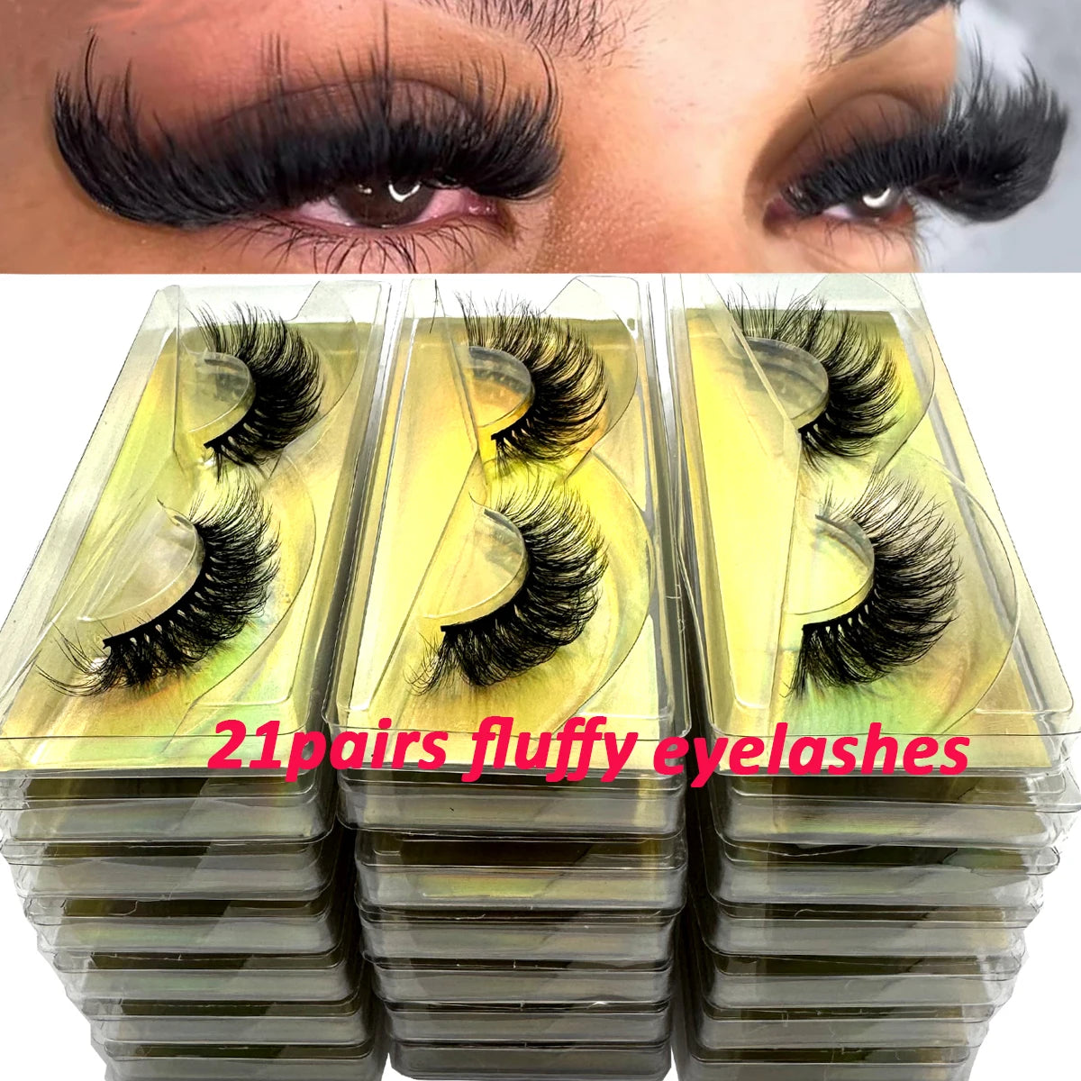 New 21Pairs Natural Fluffy Volume False Eyelashes Dramatic Thick 3D Mink Lashes Extension