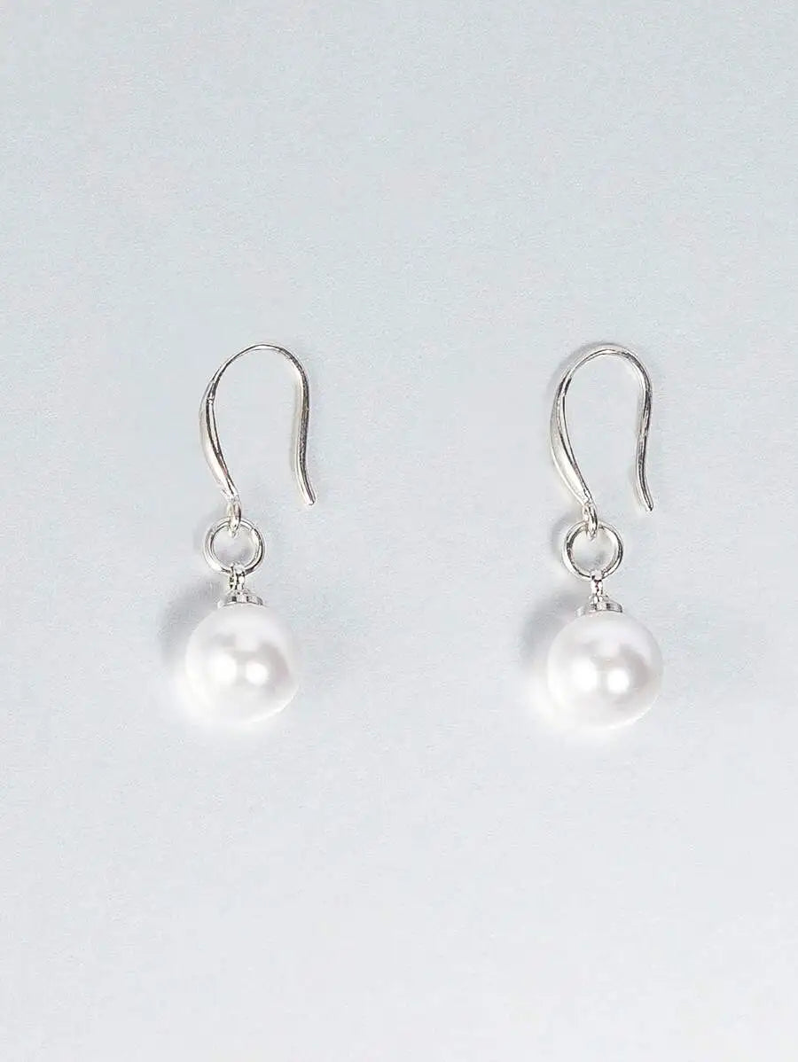 Pearl Drop Earrings With Hook For Women Classic Style