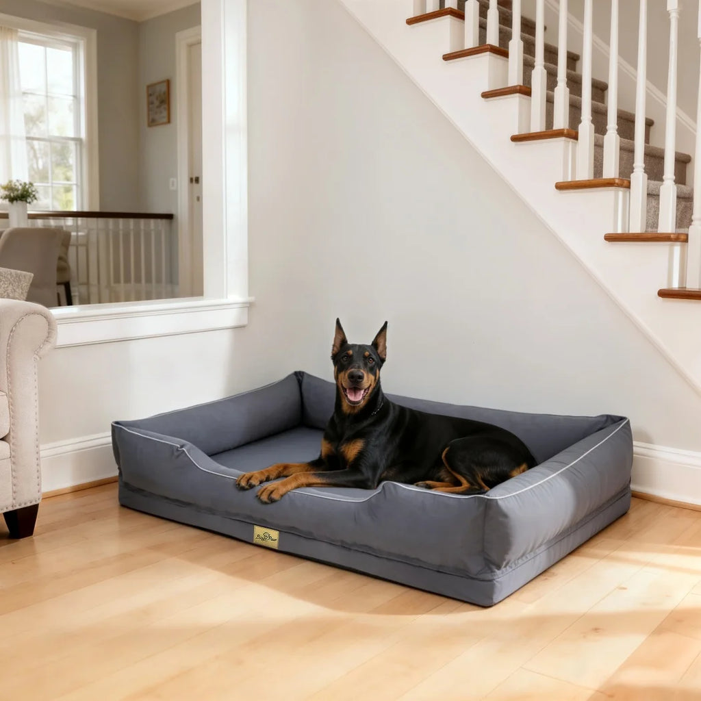 Large Orthopedic Dog Bed Pet Sofa with Bolster Washable Removable Cover and Non-Slip Bottom