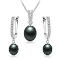 Luxury 8-9mm Rice Freshwater Pearl Earrings and Necklaces Jewelry Set for Women 925 Sterling Silver 45cm Pendant Necklace