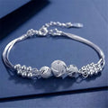 Fine 925 Sterling Silver Lucky Beads Ball Chain Bracelet For Women