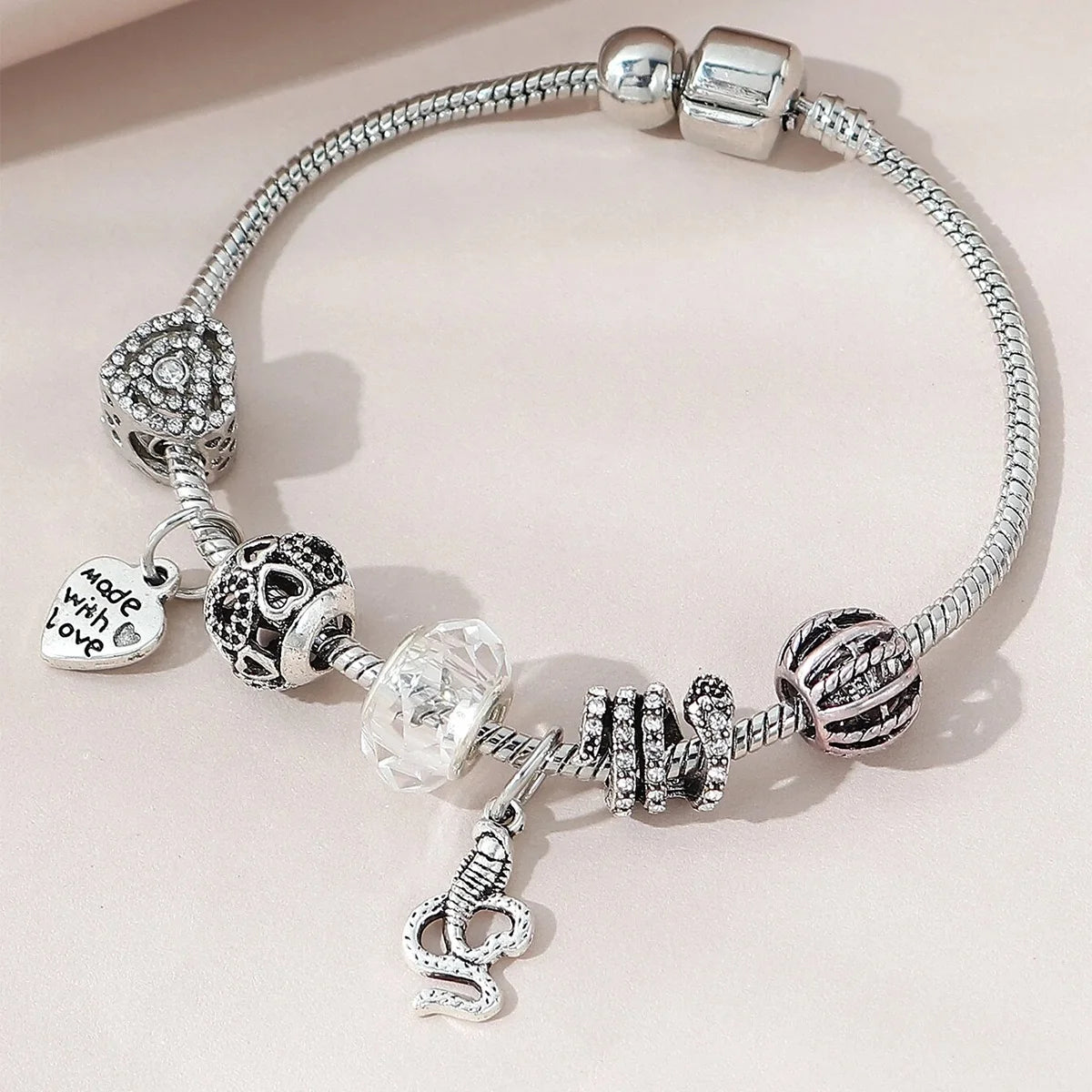 Cute Women Multi-Element Beaded Love Charm Bracelet
