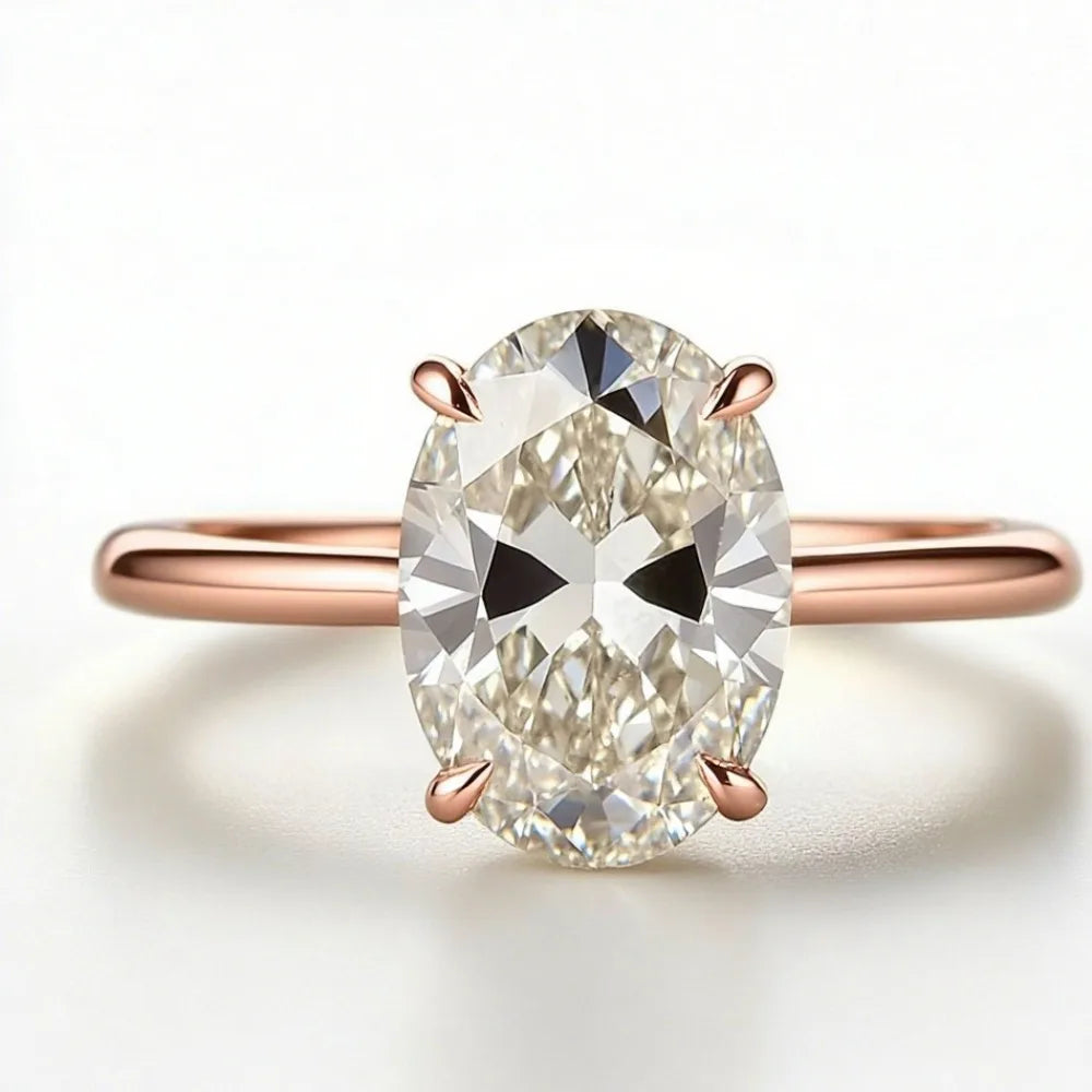 New Fashion Oval Diamond Ring, Classic Four-claw Ring