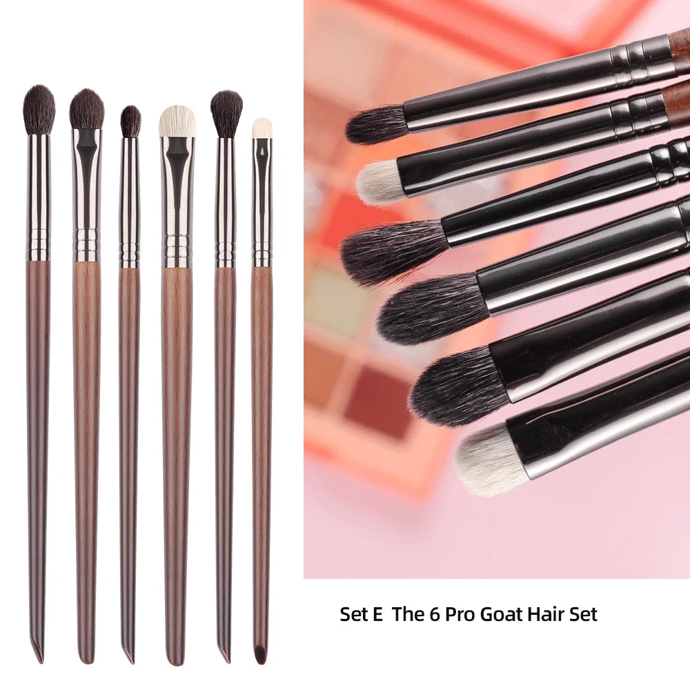 2/6 pcs Makeup Eye Shadow Brush Set Goat Hair Tool Ultra Soft Make Up Brush
