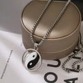 Elegant Stainless Steel Necklace Yin Yang Pendant Rotating Simple Hip Hop Necklace