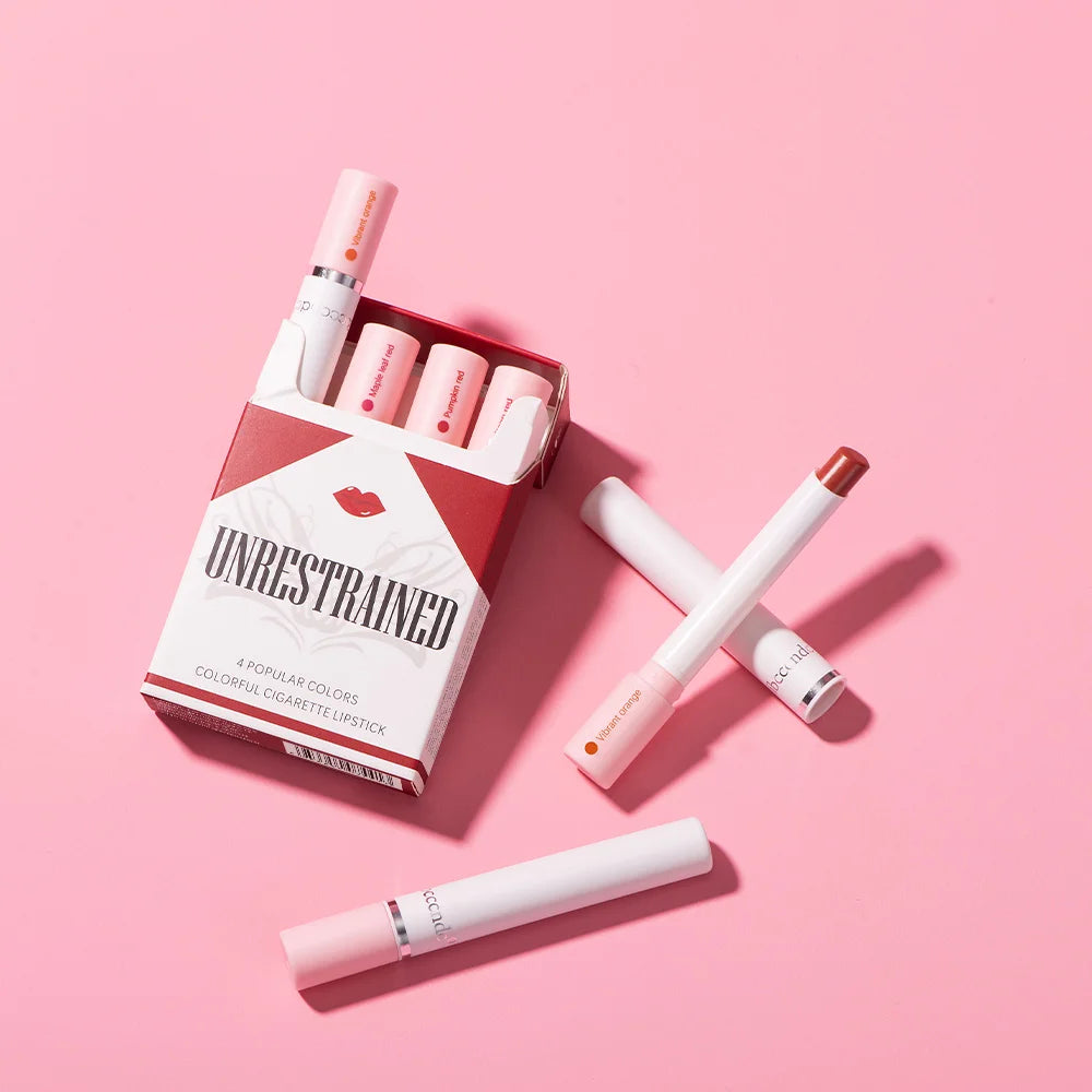4 Colors Cigarette Shaped Lip Gloss Set Matte Velvet High Pigment Waterproof