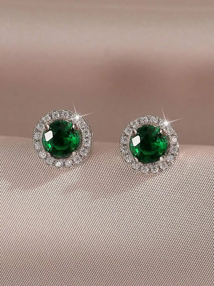 Classic Oval Black Cubic Zirconia Stud Earrings For Women
