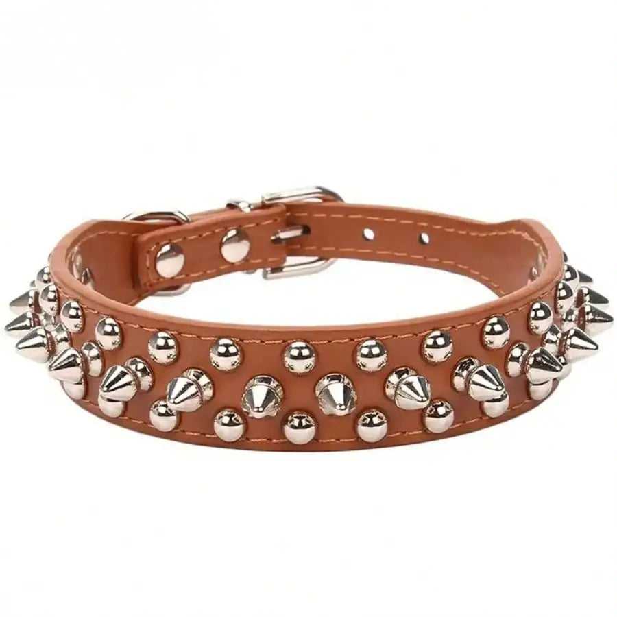 Punk Spiked Rivet Dog Collar Adjustable PU Leather Neck Strap Stylish Decorative Pet Collar