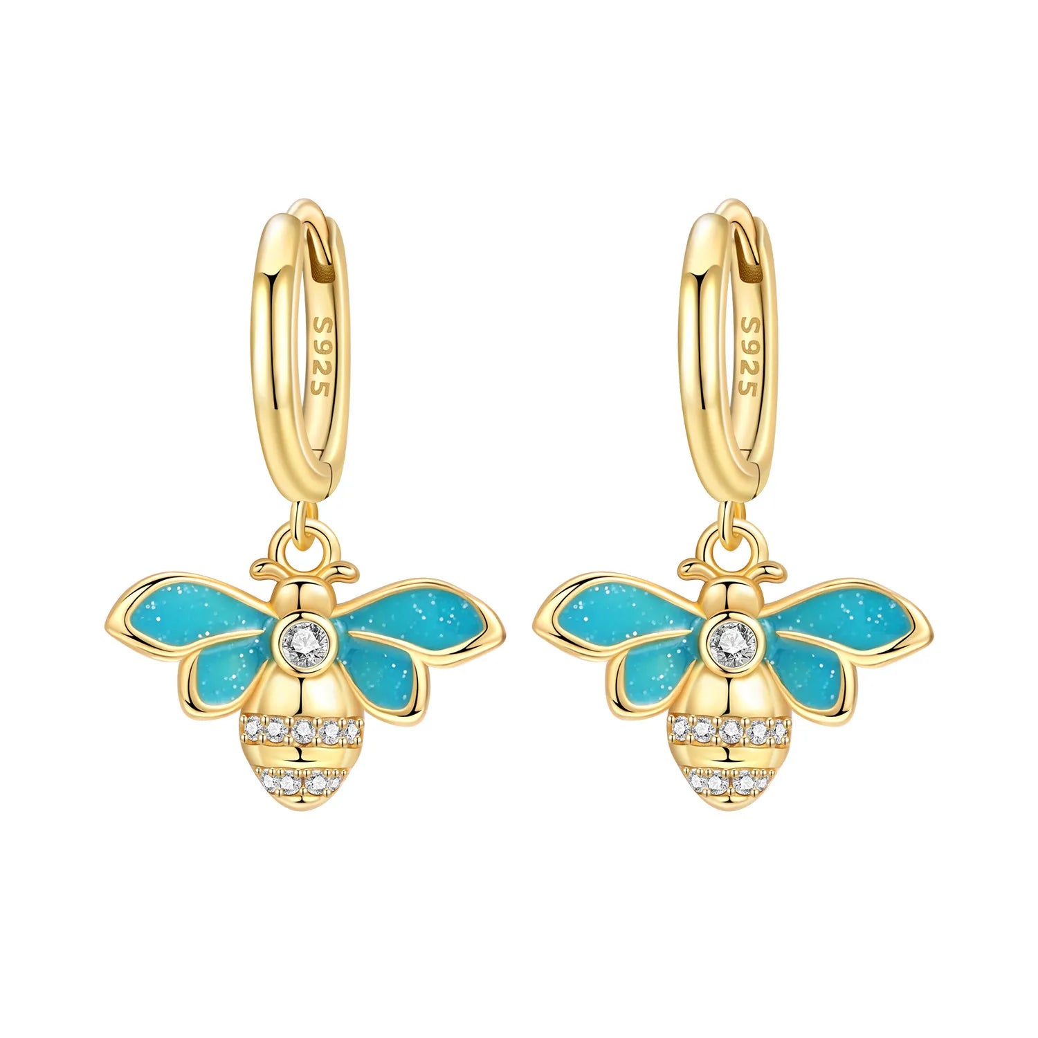 Original S925 Sterling Silver Zirconia Butterfly Gradient Dragonfly Earrings