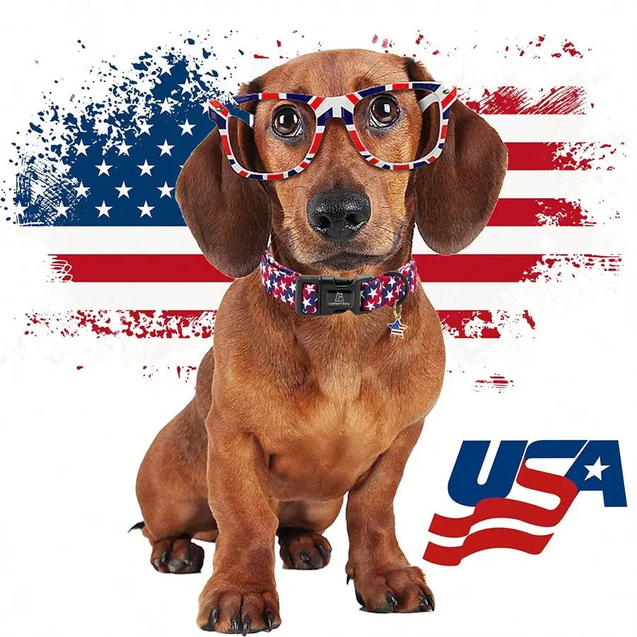 4th Of July Independence Day Patriotic Pet Collar American Flag Pattern Adjustable