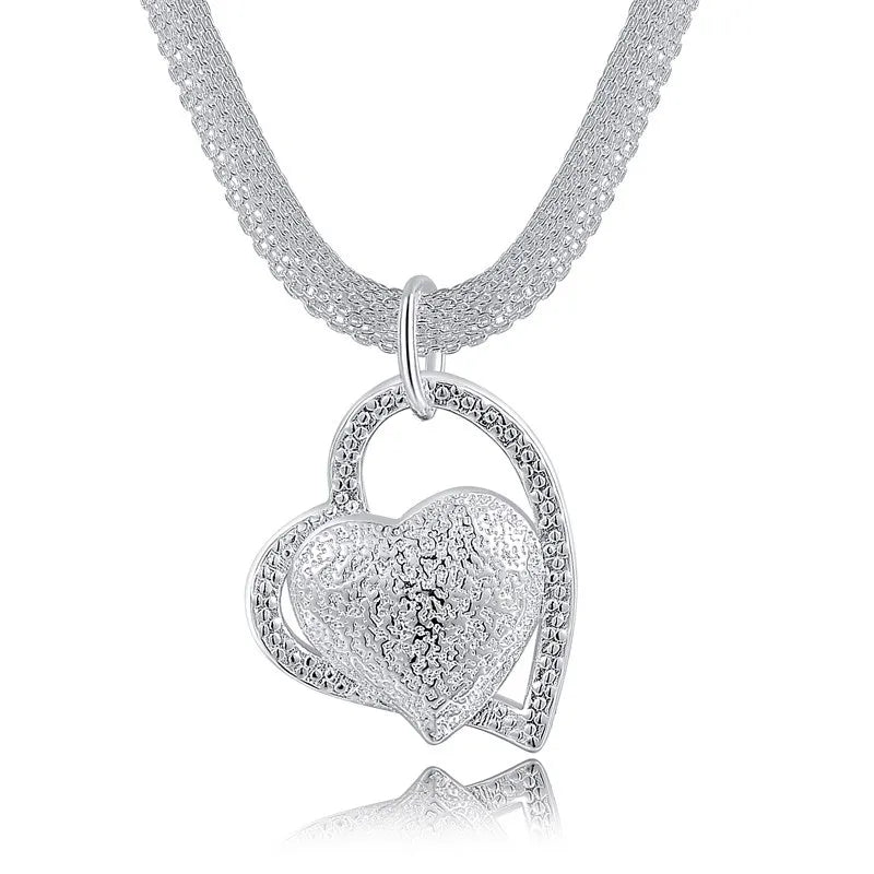925 Sterling Silver Gorgeous Charm Fashion Charm Heart Necklace 18 Inches Silver Jewelry