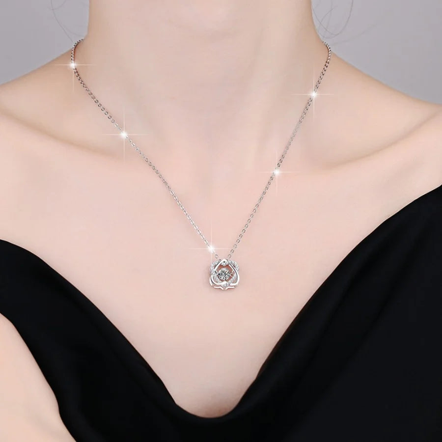 Moissanite Necklace for Women Sparkling Simulated Diamond Pendant  Heart S925 Silver Fine Jewelry