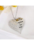 Angel Wing Heart Pendant Necklace With Engraved Slogan For Women