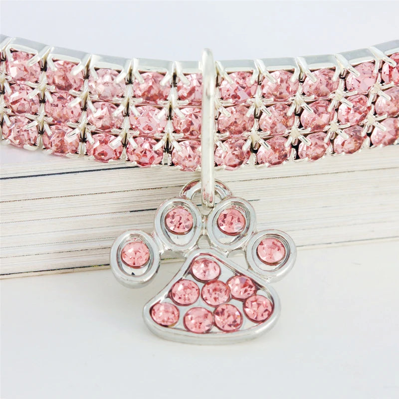 Pet Collar with Diamonds Adjustable Crystal Diamond Elastic Bone Pendant  Cats Dogs  Collier Collar