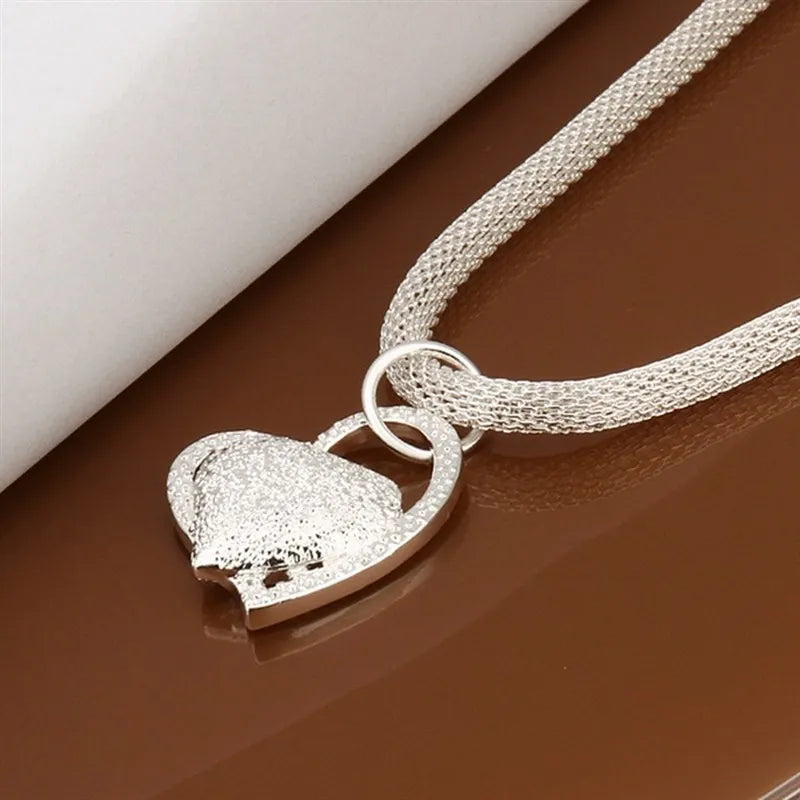 925 Sterling Silver Gorgeous Charm Fashion Charm Heart Necklace 18 Inches Silver Jewelry
