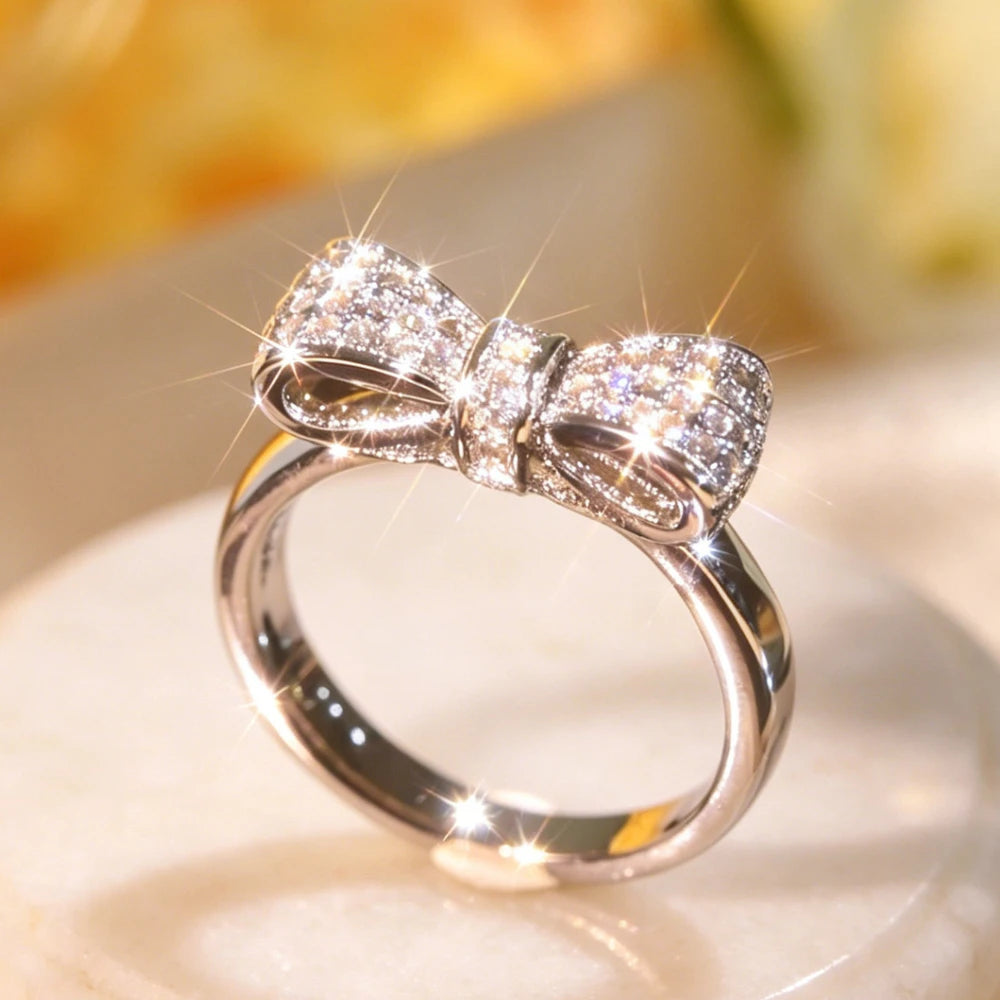 Luxurious  Bowknot Ring - Exquisite Sophisticated Zirconia Ring