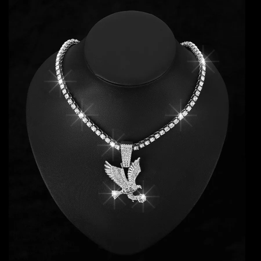 Gorgeous spread wings eagle pendant, Cuban necklace, men and women