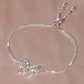 Silver rhinestone hollowed butterfly pull-out bracelet