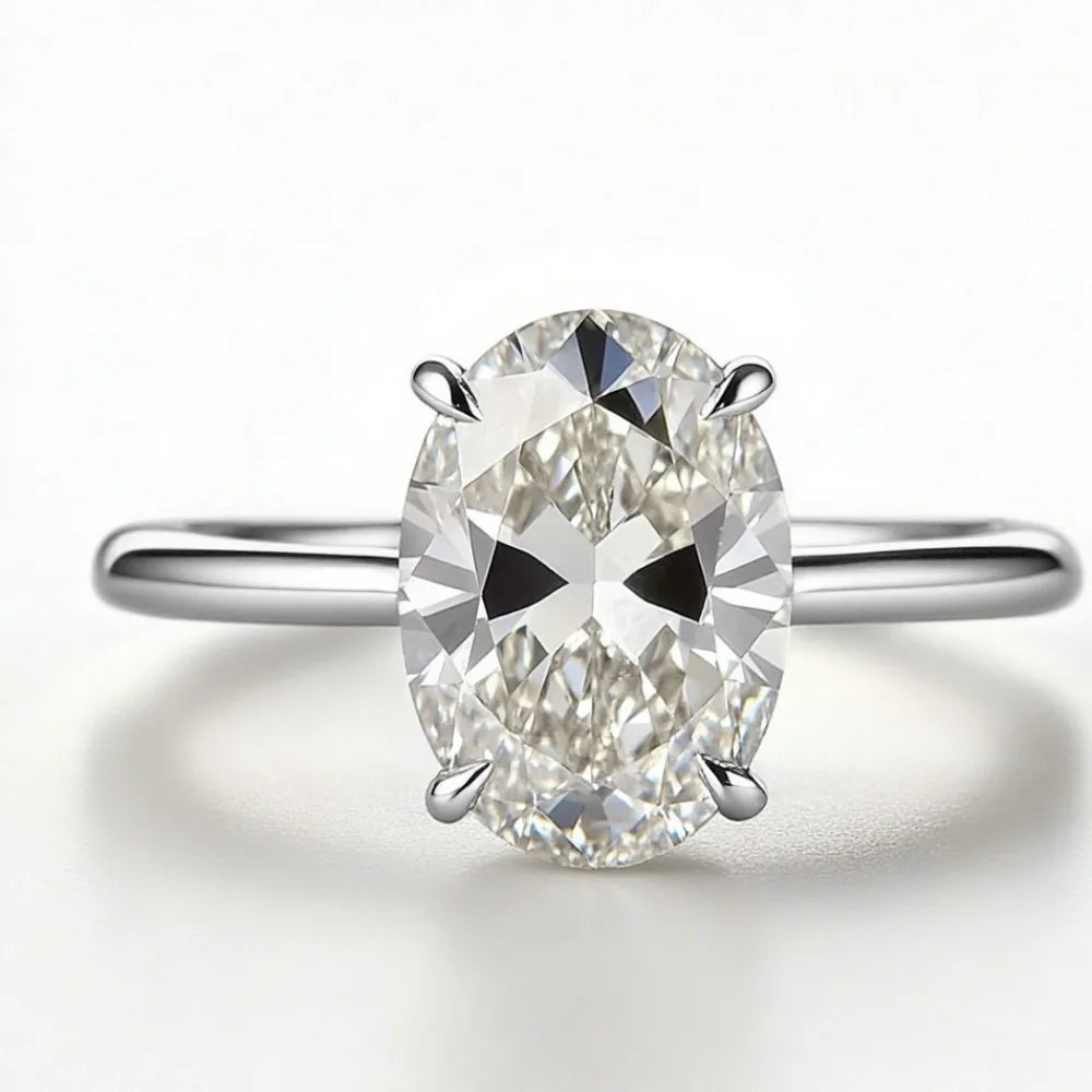 New Fashion Oval Diamond Ring, Classic Four-claw Ring