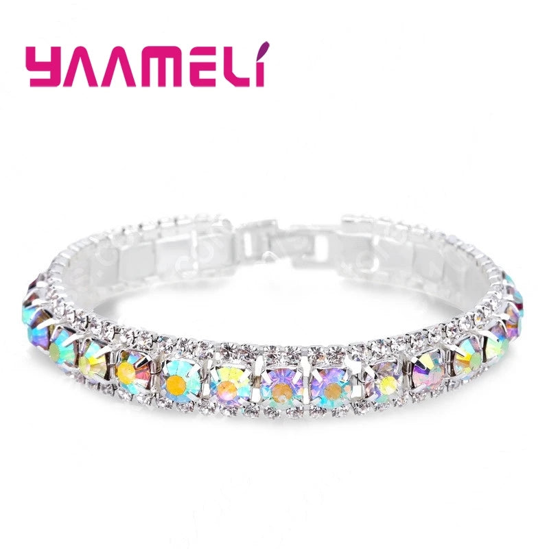 Top Sale 925 Sterling Silver Bracelets Full AAA Zircon Austrian Crystal Bangles