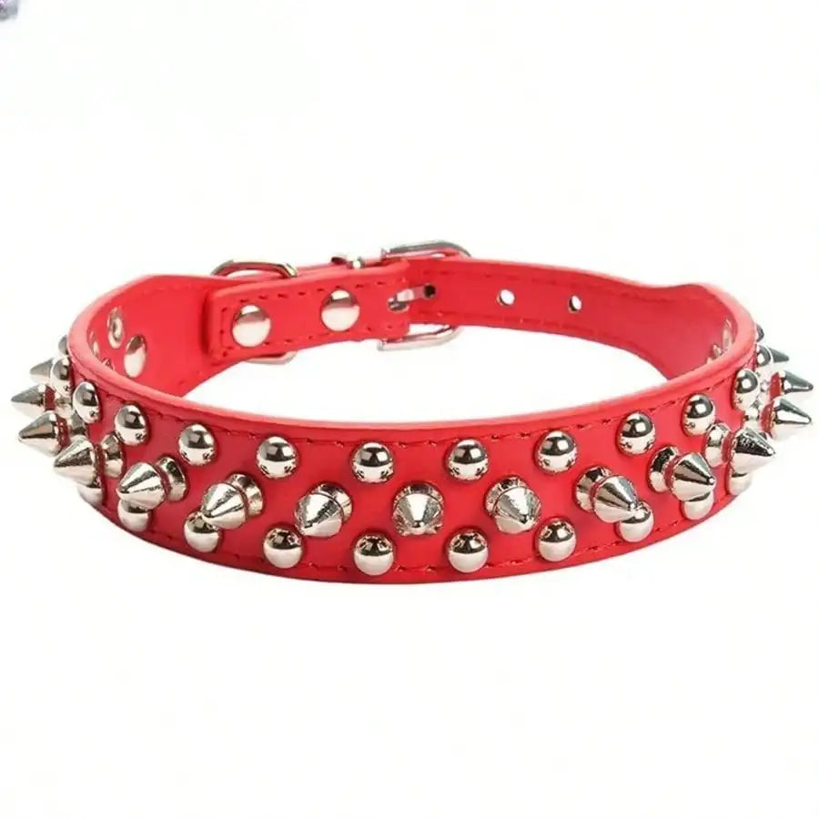 Punk Spiked Rivet Dog Collar Adjustable PU Leather Neck Strap Stylish Decorative Pet Collar
