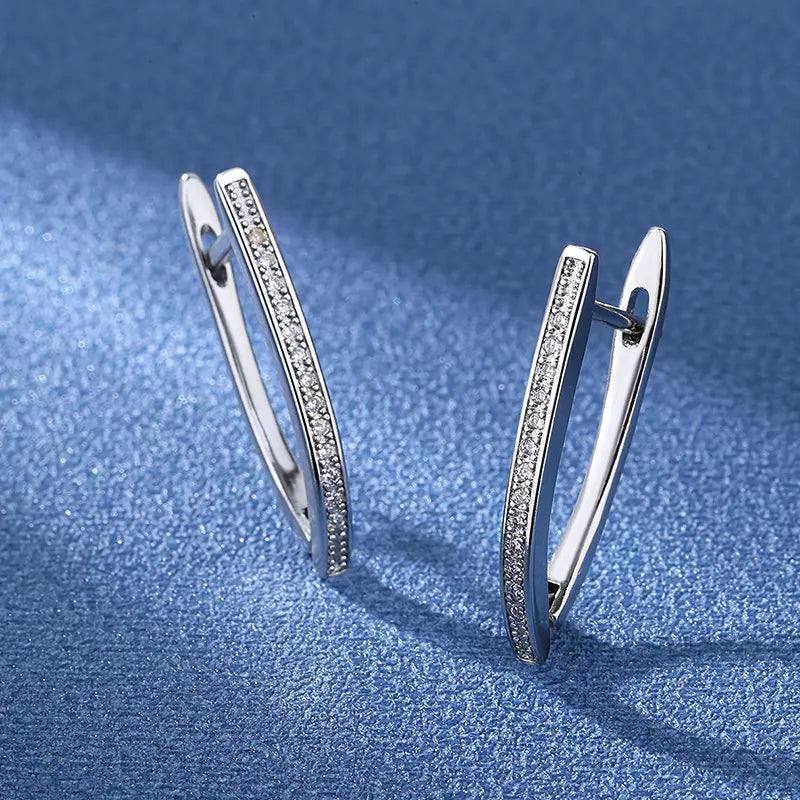 Luxury 925 Sterling Silver Earrings  High Quality White Zircon Earrings