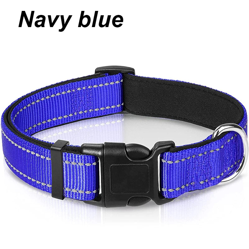 Reflective Dog Collar For Medium Large Dogs Soft Neoprene Padded Nylon Sturdy Adjustable Pets Collar for Medium Large Dogs