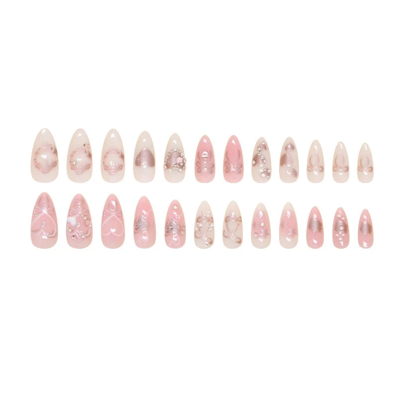 24Pcs/set Sweet Bow False Nails Press On Nails