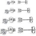 925 Sterling Silver Stud earrings Set  White Gold Plated Hypoallergenic Stud Earrings Cubic Zirconia Stud Earrings for Women