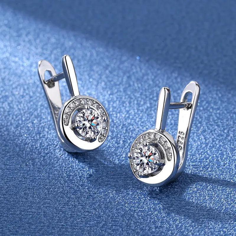 Luxury 925 Sterling Silver Earrings  High Quality White Zircon Earrings