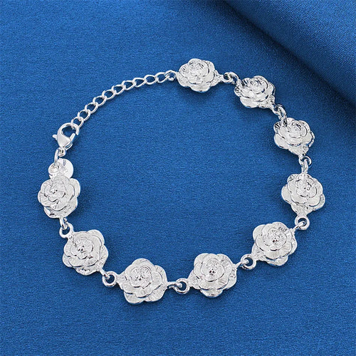 925 sterling silver 8-inch luxurious flower bracelet for women