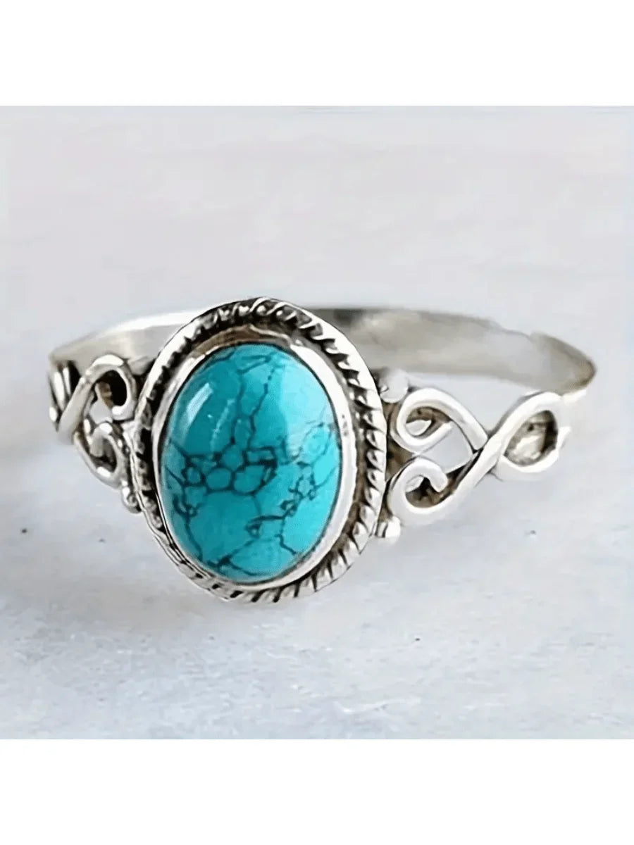 Boho Chic Turquoise Stone Ring Vintage Design For Daily Wear