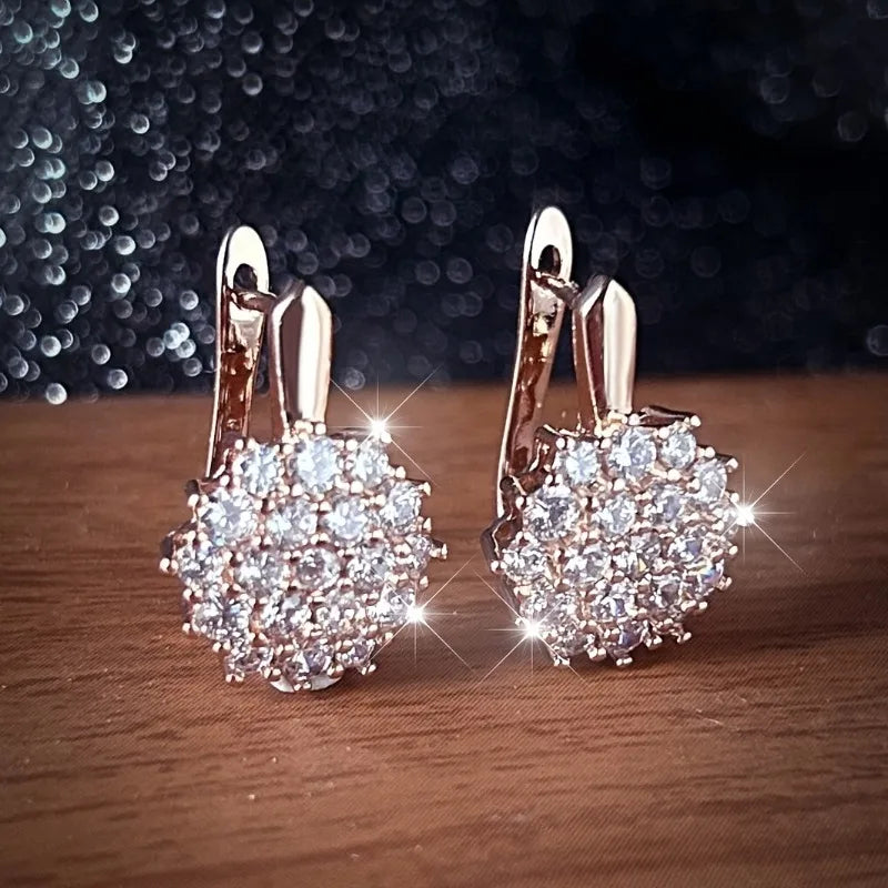 Cute Small White Cubic Zirconia Stone Snowflake Hoop Earrings for Women