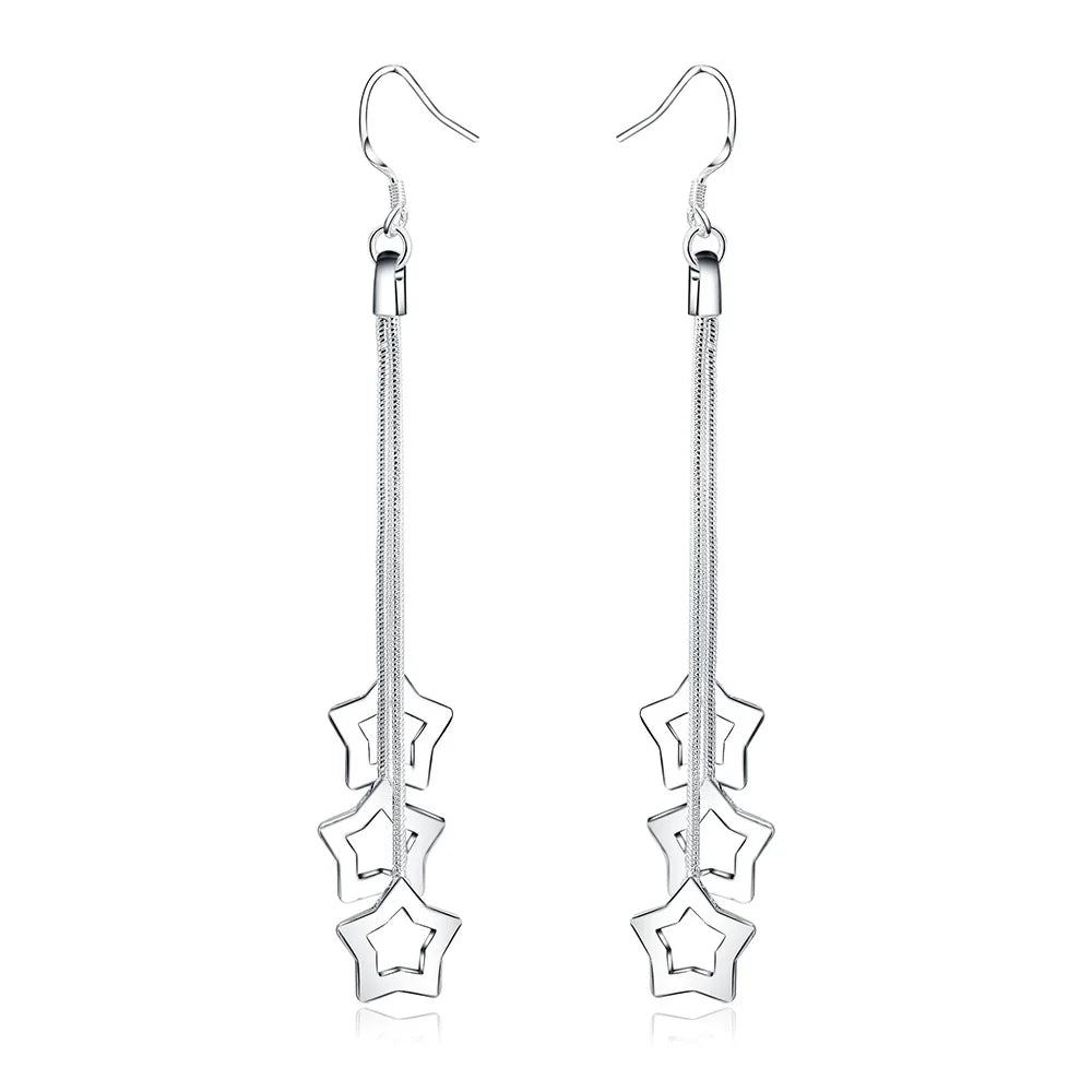 High quality silver color Tassel hanging stars Earrings for woman
