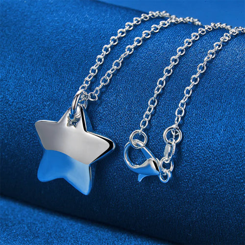 925 sterling silver 16-30 inch sparkling star pendant necklace for women