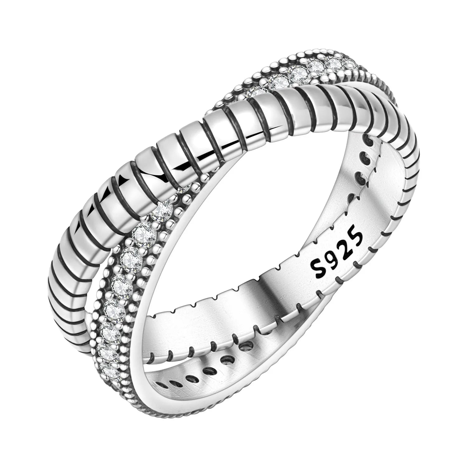 Elegant S925 Sterling Silver Vintage Pattern Closed Ring For Women