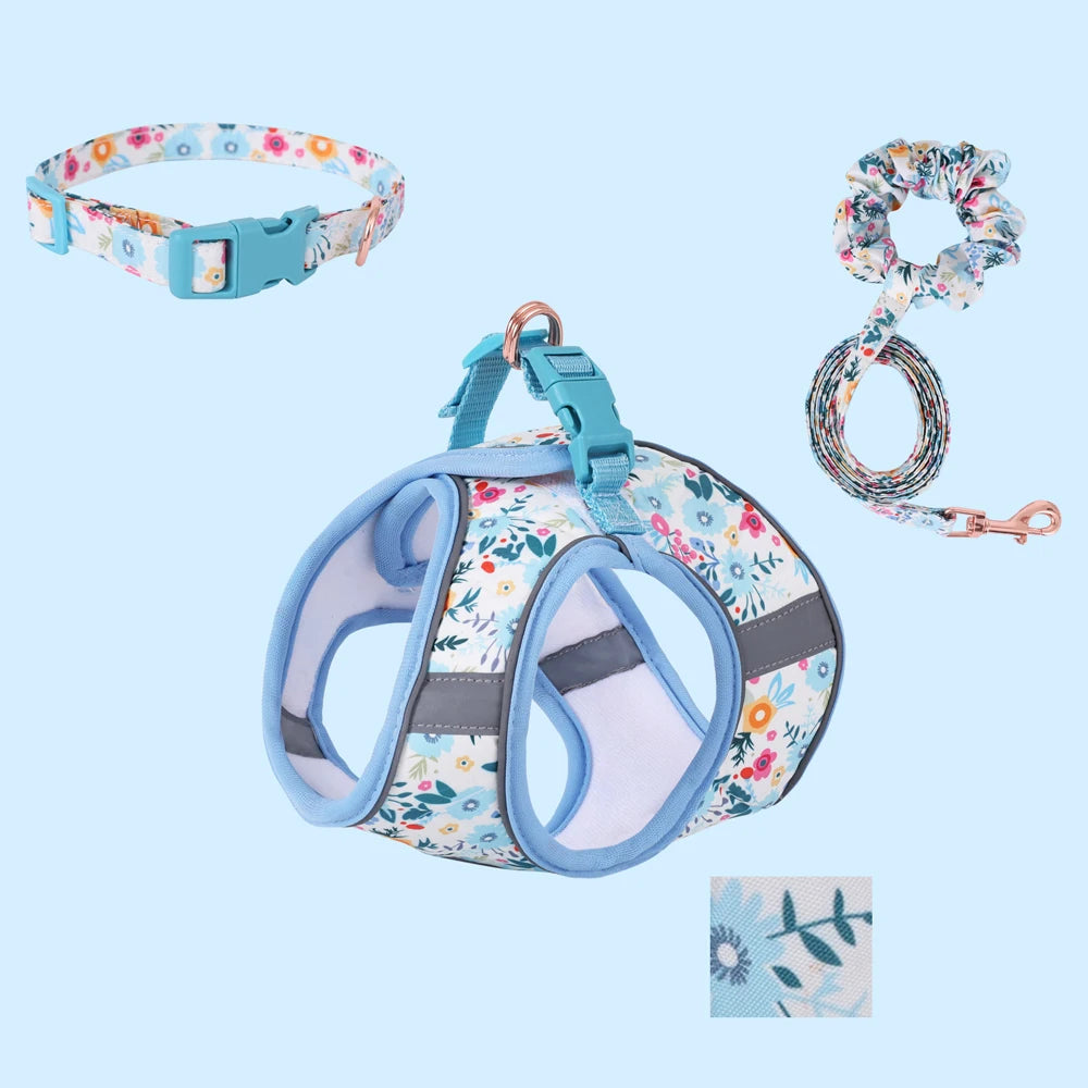 Small Dog Harness Leash Set Cute Traction Bracelet Medium Cat Collar Vest Harness Adjustable