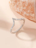 Cubic Zirconia Pave Setting Geometric V Shape Fashion Ring