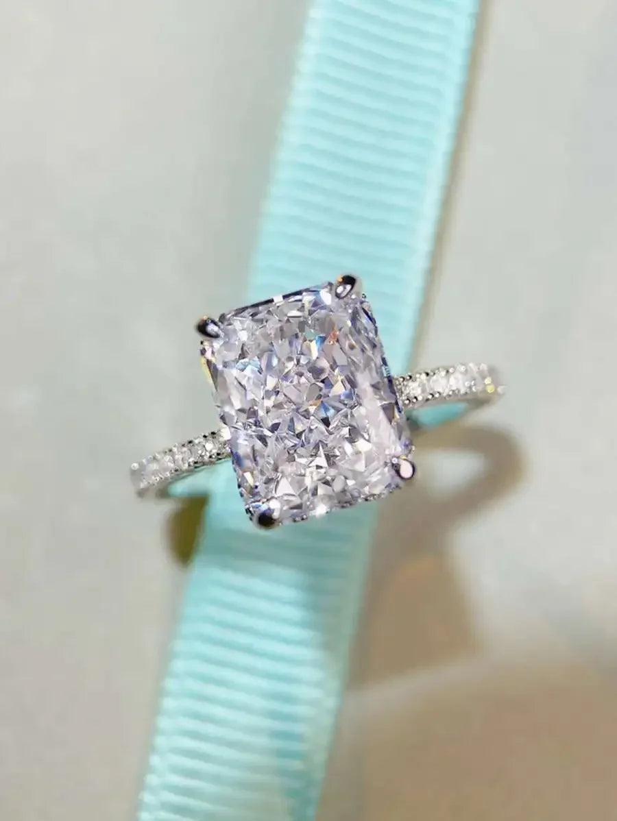 Large Rectangular Cubic Zirconia Ring For Women Fashion Statement