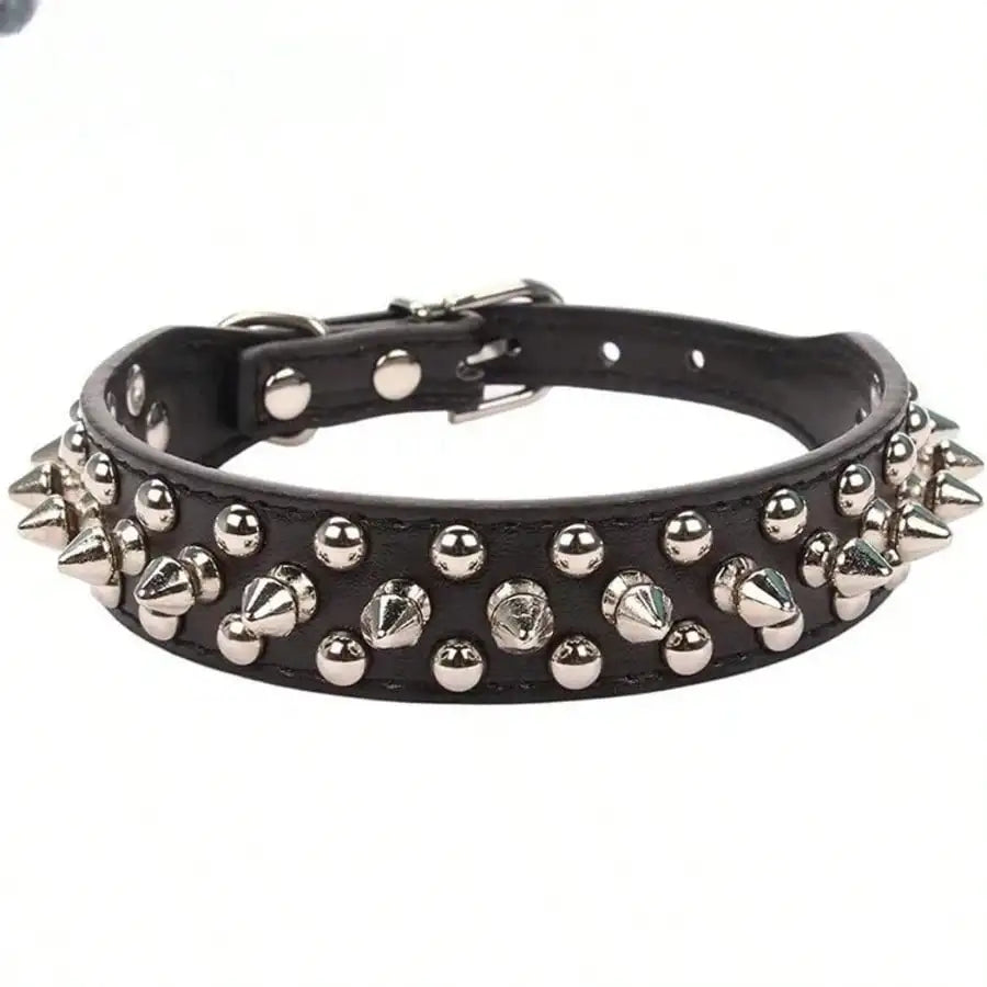 Punk Spiked Rivet Dog Collar Adjustable PU Leather Neck Strap Stylish Decorative Pet Collar