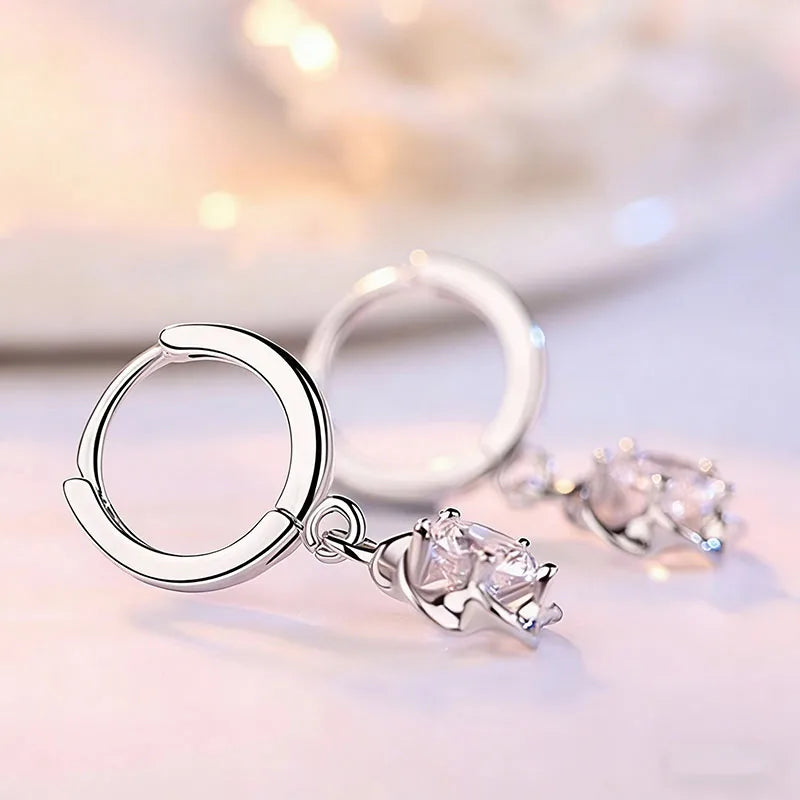 Trendy New Fashion Zircon 925 Silver Earrings For Women Simple Plum Blossom