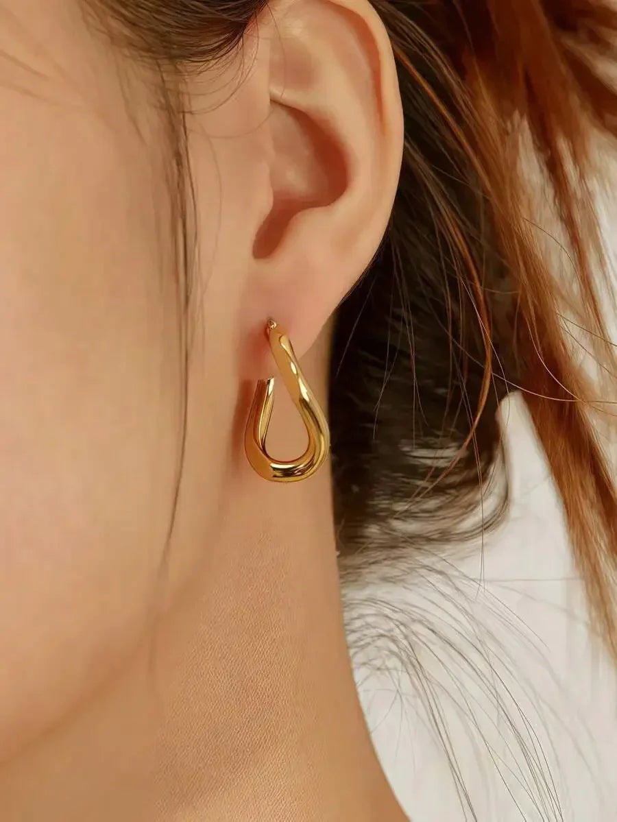 Heart Shape Stainless Steel Hoop Earrings For Women Daily Wear