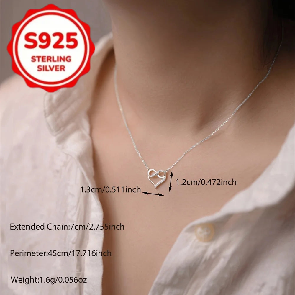 S925 Silver Infinite Love Necklace - Hypoallergenic Zircon Pendant, Elegant and Simple