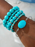 5pcs Turquoise Stone Bohemian Style Bracelet Set For Women Casual Fashion Jewelry