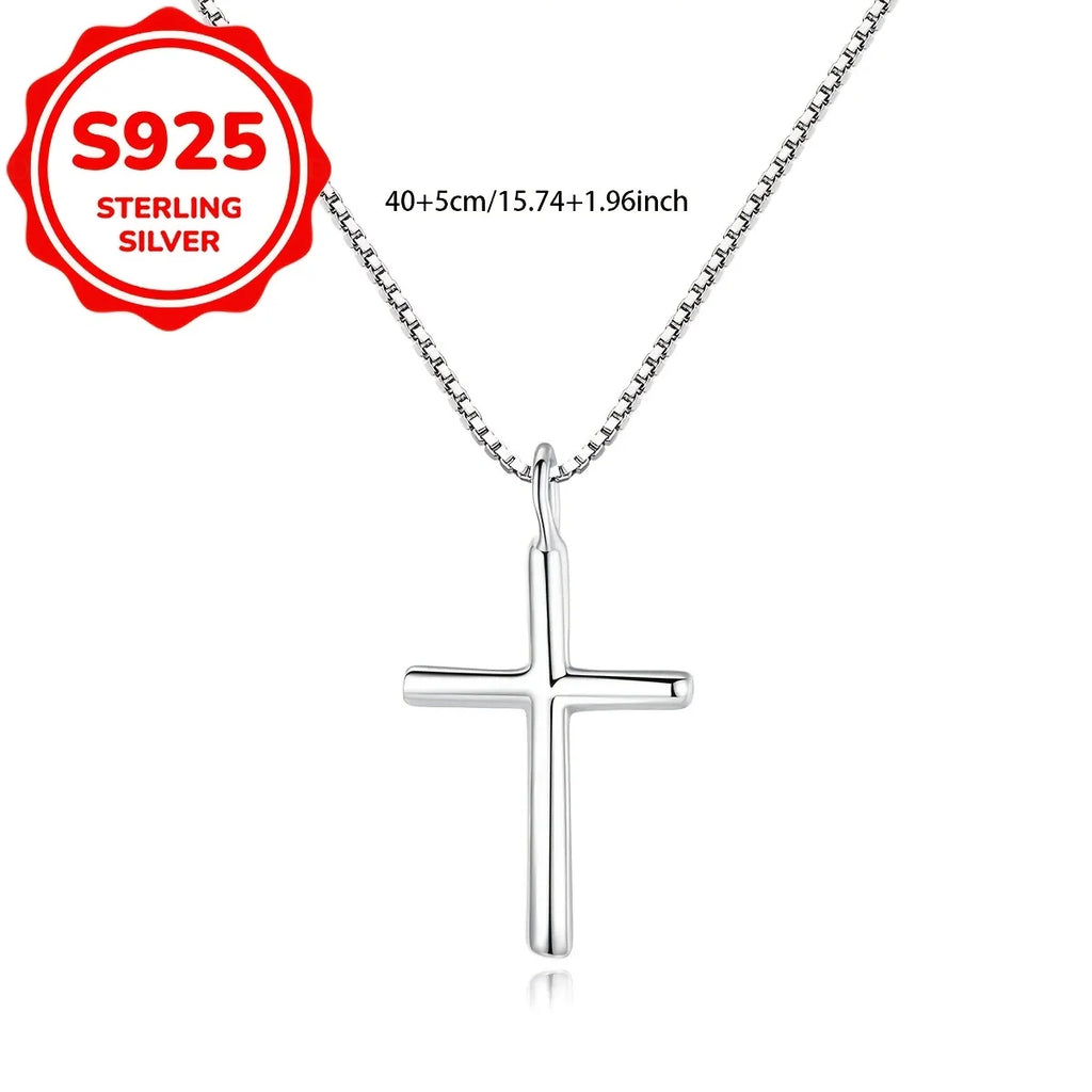 Women's fashion pendant necklace s925 sterling silver new minimalist cross silver necklace